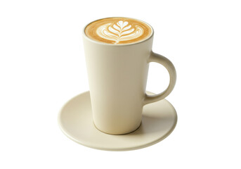 Isolated cappuccino in a cup with latte art, a delicious hot beverage for breakfast or brunch