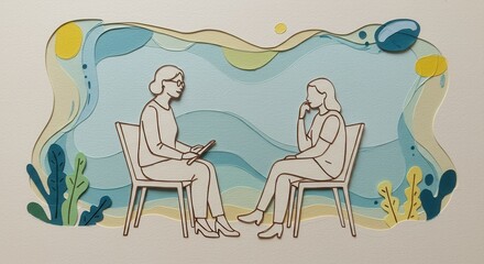 Insightful therapy session with caring counselor offering support in a calming setting, perfect for mental wellness campaigns and promoting emotional health services