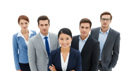 Diverse Business Team Confident Professional Colleagues isolated on Transparent Background