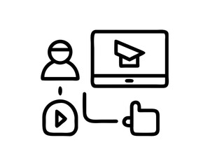 Online education with student, video, computer, and like