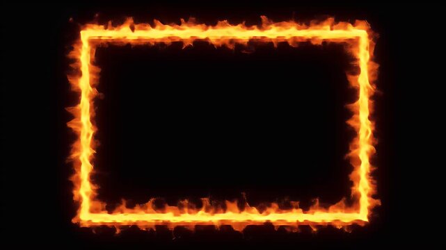 Realistic Fire Square Frame Animation Background