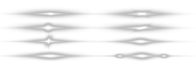 White horizontal light lines create a glowing effect with subtle sparkles. Suitable for overlay designs and digital lighting compositions. Transparent background included. PNG