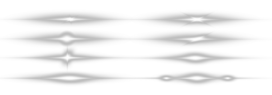 White horizontal light lines create a glowing effect with subtle sparkles. Suitable for overlay designs and digital lighting compositions. Transparent background included. PNG