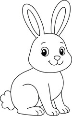 Outline of a Cute Smiling Bunny Rabbit