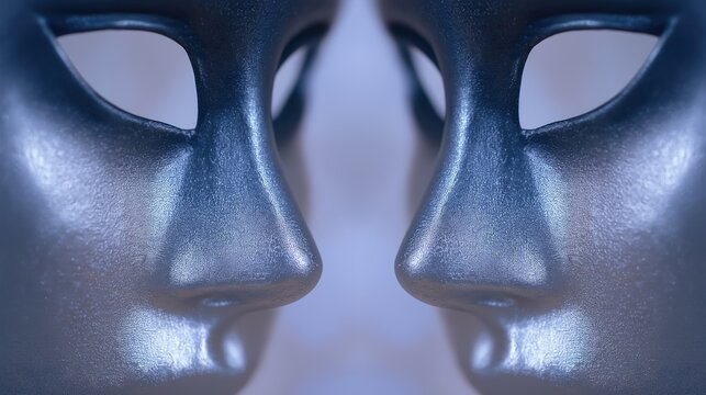 Twin Metallic Masks Facing Each Other