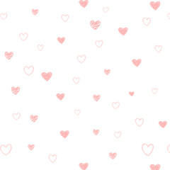可愛い手書きハートの背景シームレスパターン