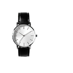 Simple wristwatch, black band, white face