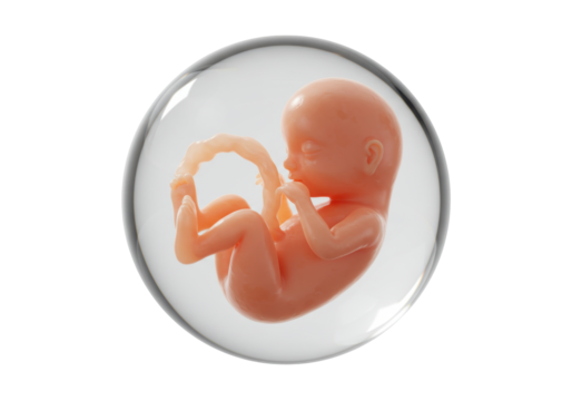 Isolated Fetus inside Amniotic Sac, 20 Weeks, Umbilical Cord, Model, Human Pregnancy