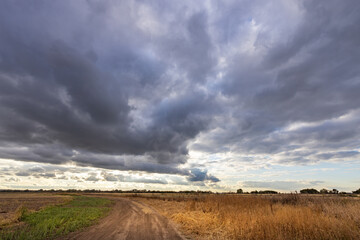 storm clouds over the field