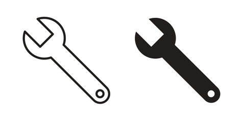 Wrench icon set in flat and line style vectors