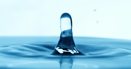 Drop of water falls into a drop of water in a super slow motion. Shot on super slow motion 1600 fps.