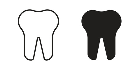 Teeth icon set in flat and line style vectors
