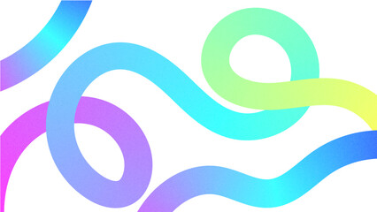 Vibrant colorful squiggle line shapes with grain effect isolated on transparent background. Trendy noise texture. Vector graphic design elements.