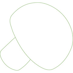 Outline Illustration of a Mushroom in Green Dotted Lines on a Transparent White Background Artistic and Simple Representation