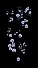 Vertical Cute 8bit Retro Game Style Purple and Cyan Bubble Illustration on Black Background