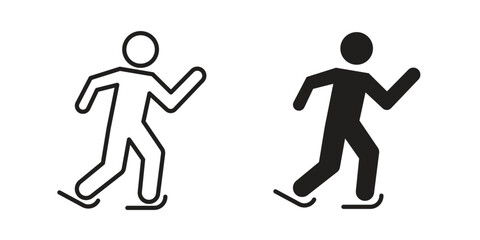 Skating icon set in flat and line style vectors