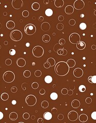 Obraz premium A vibrant brown abstract background with white and transparent ringed bubbles of varying sizes