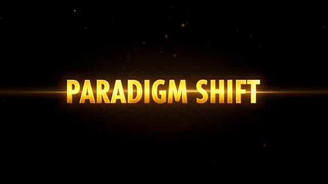 Golden Paradigm Shift Text With Particles Realistic Motion Graphics Background