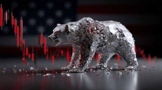 American bear market with stock chart fall, economic crisis concept