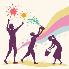 Vector art of people celebrate holi festival