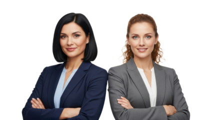 Confident Businesswomen In Professional Attire Standing Side By Side With Arms Crossed isolated on Transparent Background