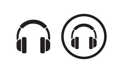 Headphone silhouette vector icon. Black Minimal Audio Headset Symbol. Simple Line Art Sound Equipment Illustration