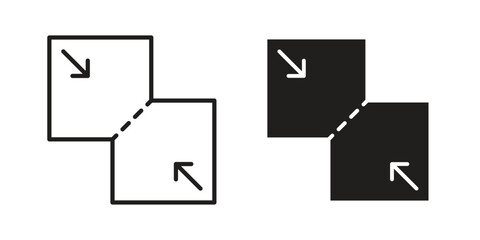 Merge icon set in flat and line style vectors