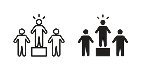 Leadership icon set in flat and line style vectors