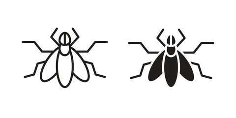 Fly insect icon set in flat and line style vectors © Creatives