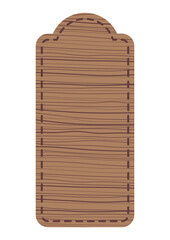 木目調の縦長ラベルと点線のステッチフレーム