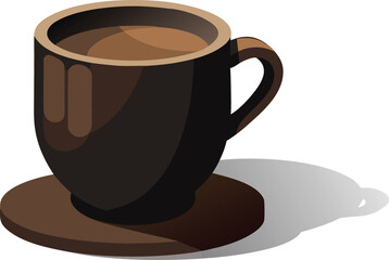 Dark matte ceramic mug with creamy frothy coffee vector illustration