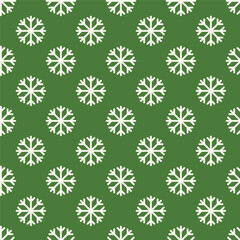Minimalistic Christmas pattern with snowflakes on a green background