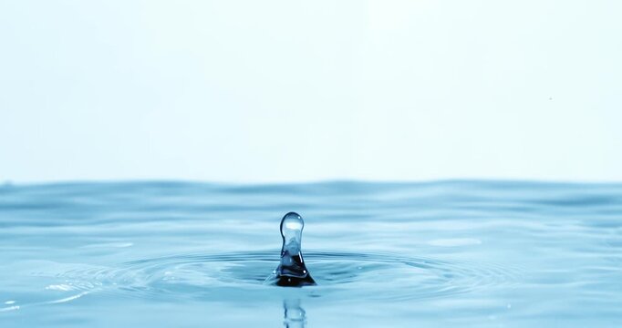 Water Drops close-up of water falls in a super slow motion. Shot on super slow motion camera 1600 fps.