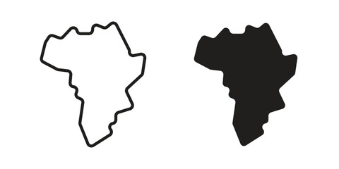 Earth africa icon set in flat and line style vectors