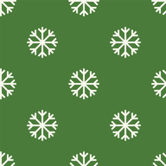 Minimalistic seamless pattern with snowflakes on a green background