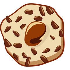 Pixel Art Chocolate Chip Cookie With A Glossy Brown Center Isolated On Transparent Background Vibrant Colors High Detail For Baking And Dessert Themes