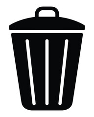 Black Bin Icon Vector Illustration Symbol Waste Disposal Container Garbage Can