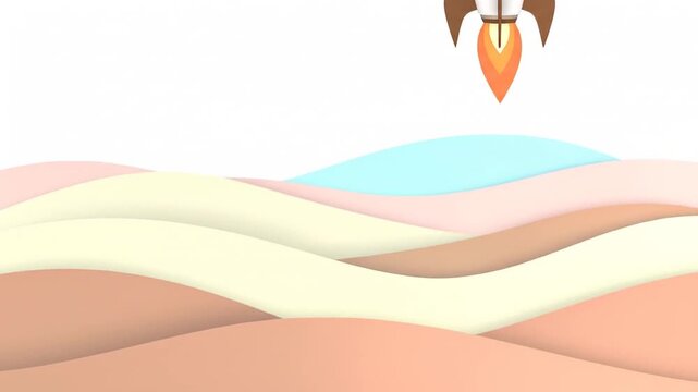 Abstract design with a rocket and layered pastel colors