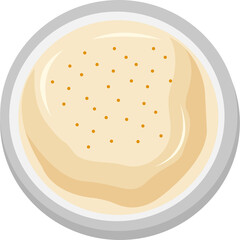 Top View Of A Bowl Of Creamy Soup With Small Orange Specks Of Spices In A White Bowl With A Grey Rim Against A Transparent Background