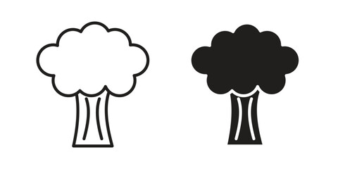 Broccoli icon set in flat and line style vectors