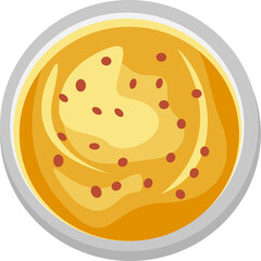 Top View Of A Yellow Drink With Red Seeds In A Clear Bowl With A Silver Rim Against A Transparent Background