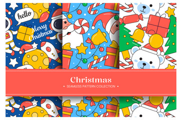 Merry Christmas Seamless Pattern Illustration with Holiday Decoration Elements and Festive Ornaments