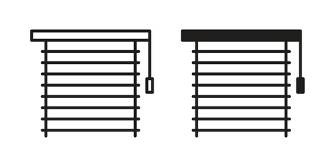 Blinds icon set in flat and line style vectors