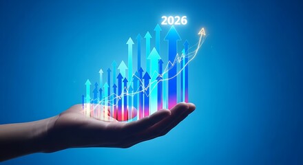 hand holding a graph happy new year 2026