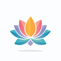 Obraz premium Stylized Lotus Flower with Colorful Petals and Shadow.