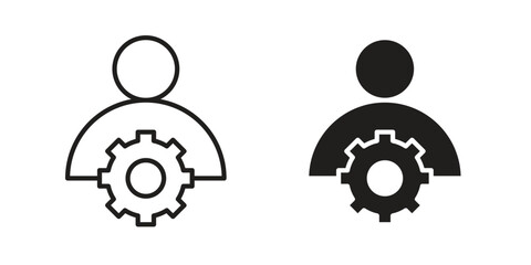 Admin icon set in flat and line style vectors