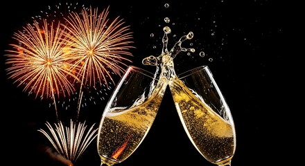 champagne and fireworks happy new year 2026