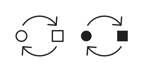 Adaptation icon set in flat and line style vectors