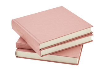Isolated Stack of Pink Notebooks or Books, Soft Pastel Color, Minimalist Design