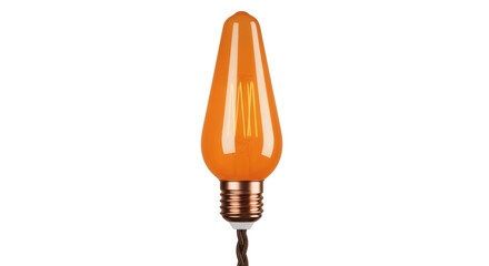 Isolated nostalgic orange Edison bulb on a neutral background, vintage filament style